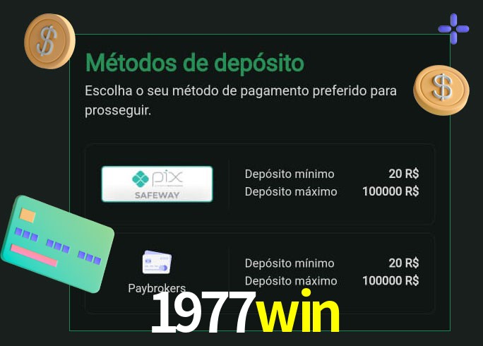 O cassino 1977win oferece uma grande variedade de métodos de pagamento